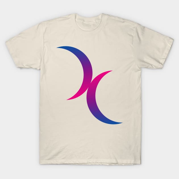 Double Crescent Moon Bisexual Pride Symbol T-Shirt by sovereign120